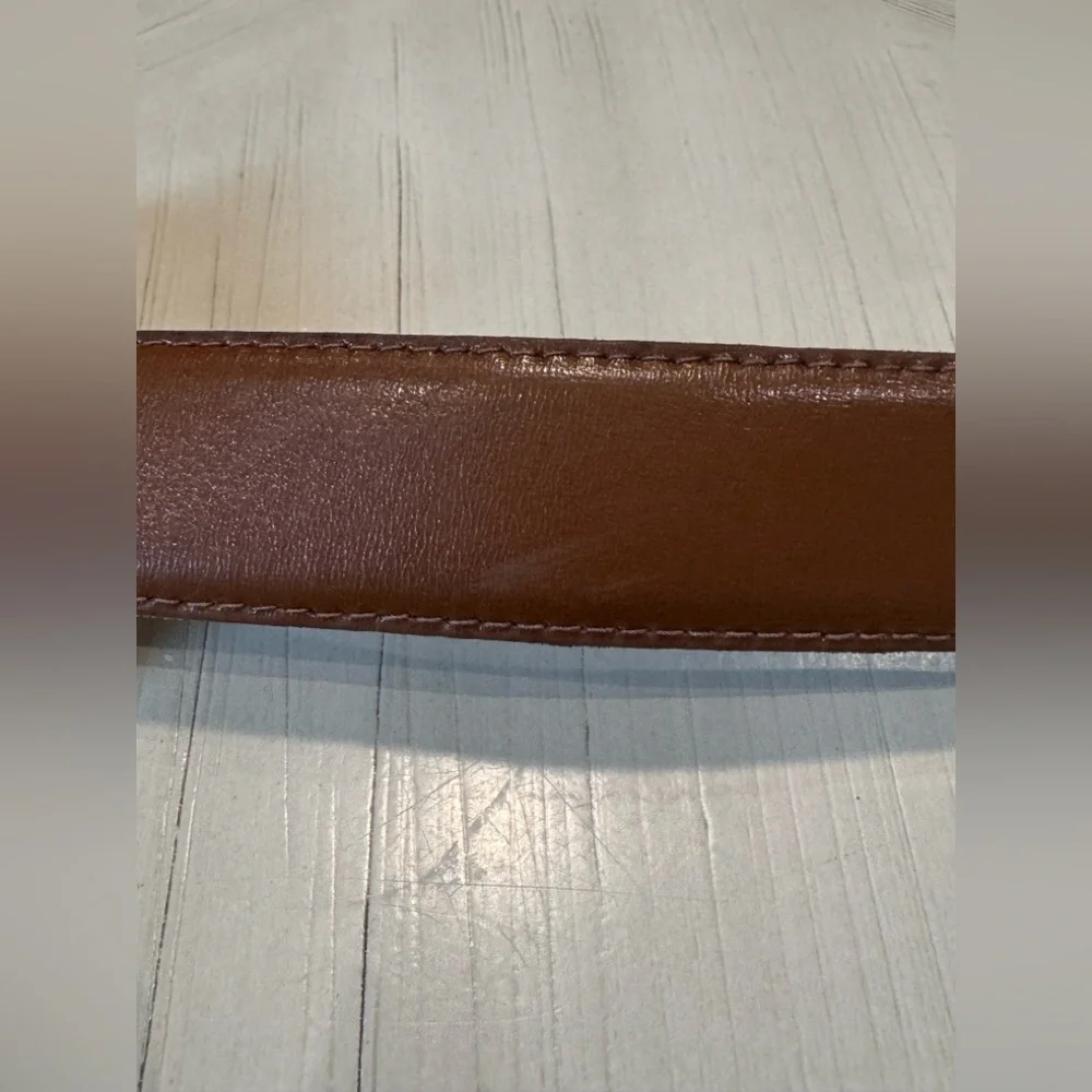 Vintage Giorgio Armani Brown Leather Belt Gold GA Eagle Buckle - Made in Italy